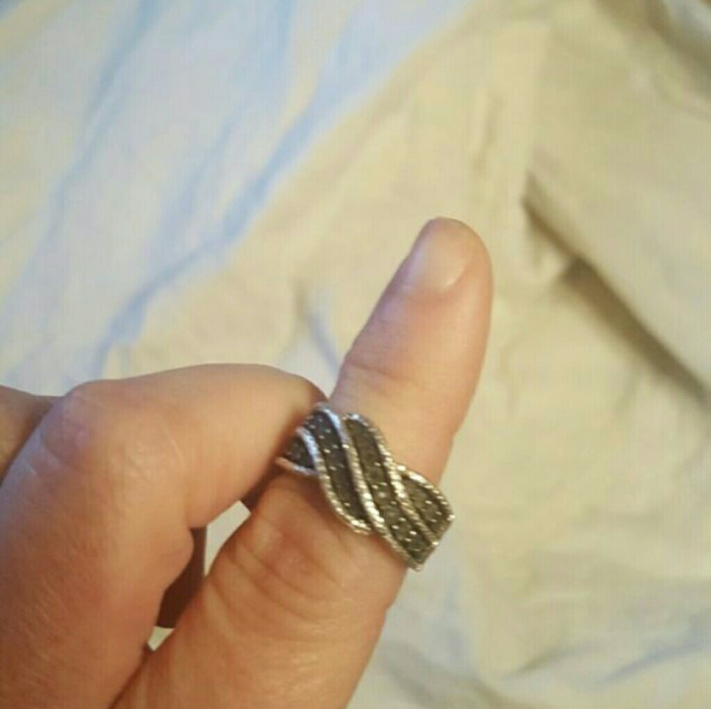 Blue and white diamond ring