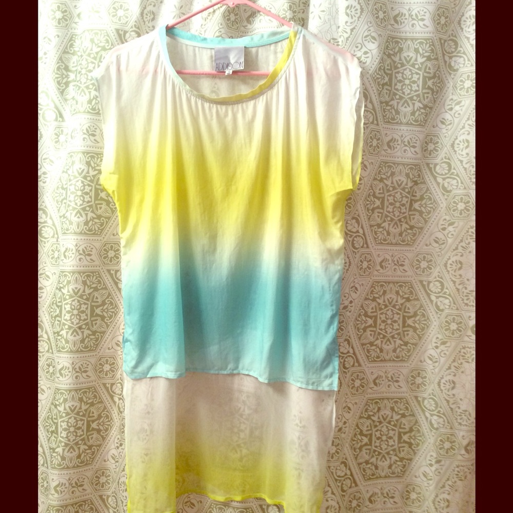 High low sheer yellow to blue shirt
