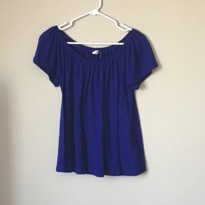 Off shoulder deep indigo top - size small