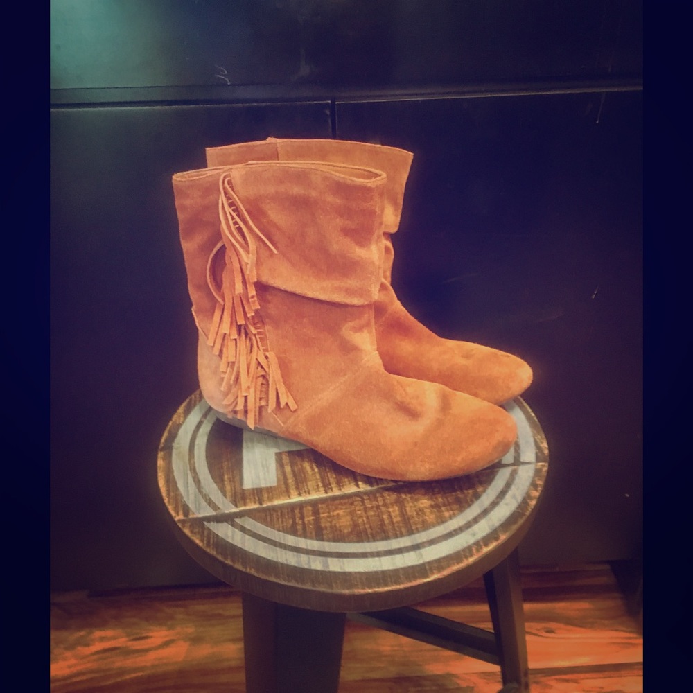 Aldo Moccasin Ankle Boots with Fringe