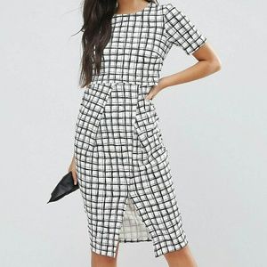 ASOS Textured Wrap Dress in Check Print