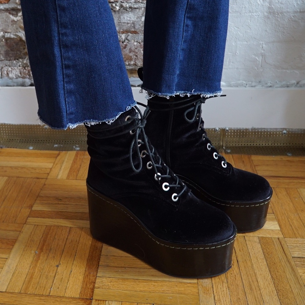 Jeffrey Campbell velvet platform boots