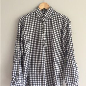 Ledbury Men's Blue Gingham Half-Button Pullover