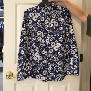 Navy and white button up shirt