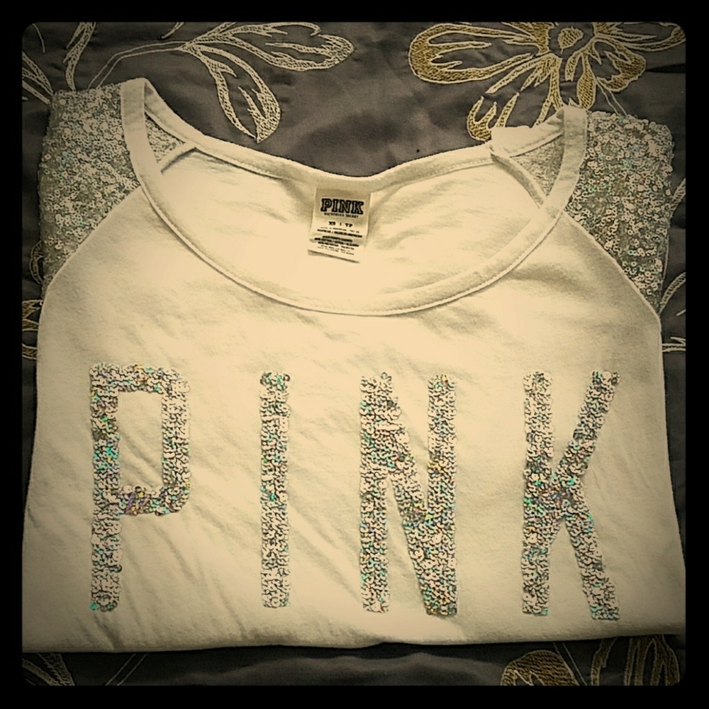 PINK Long Sleeved Sequin Tee