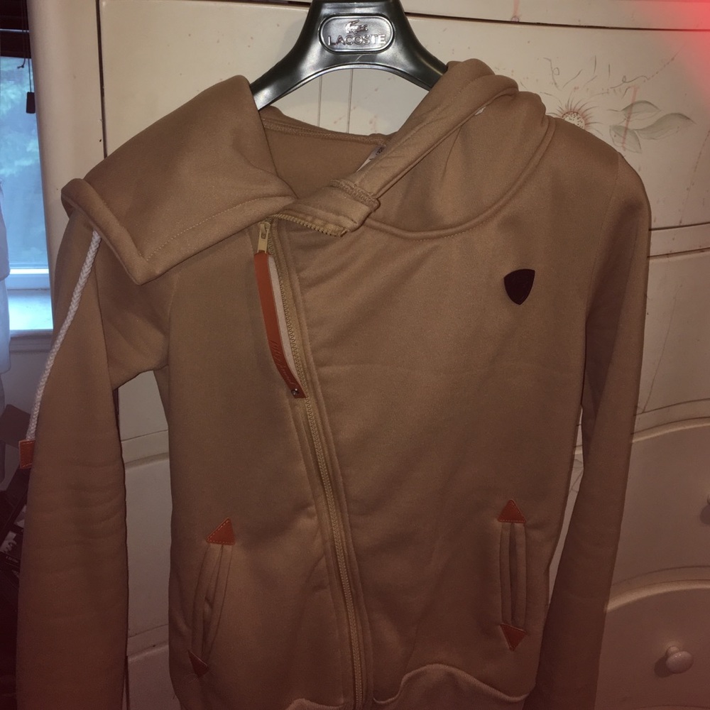 Brand new beige hoodie zipper up