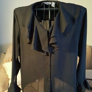 #B008.  Shear blouse with ruffles