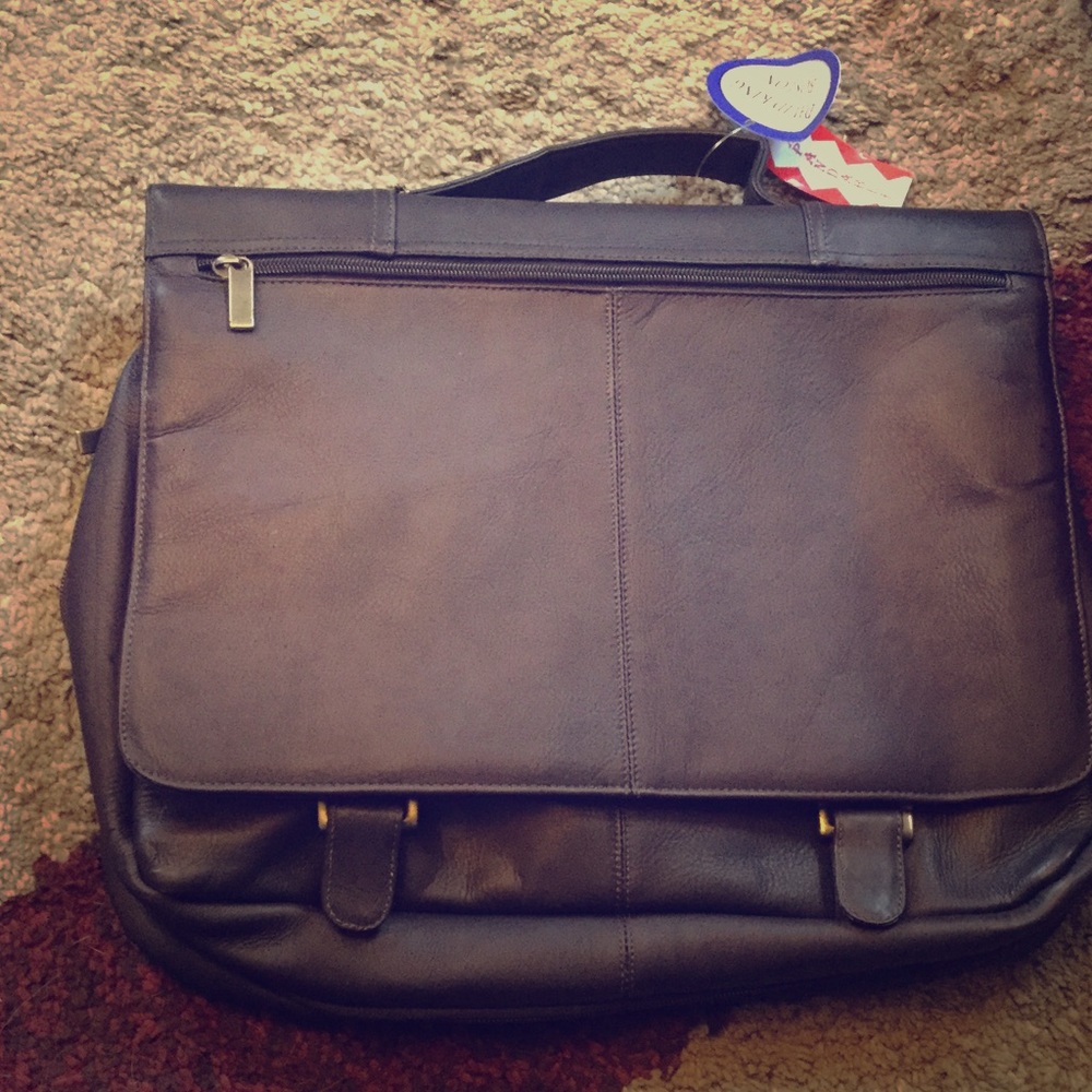David King Boston Leather Brief Case (Expandable)