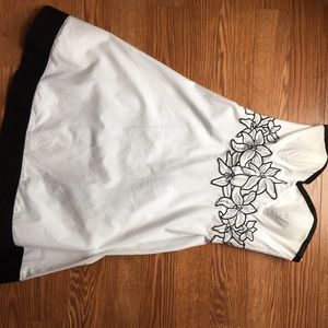 Classic black and white strapless A line dress