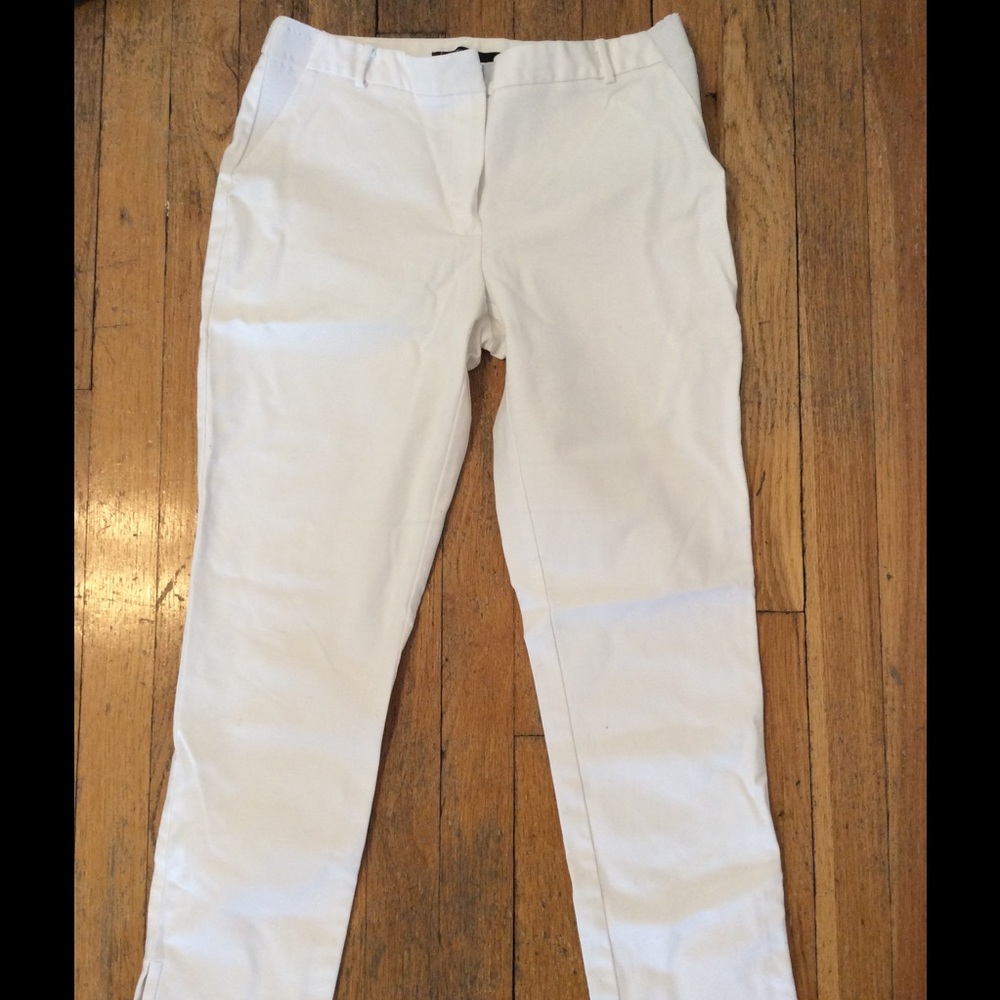 White Tahari slim cotton ankle pants
