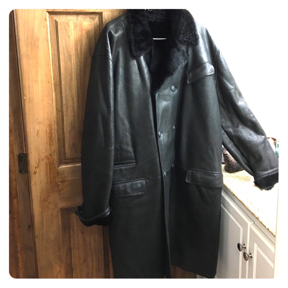 Vintage Versace Men's Leather Shearling Coat XL