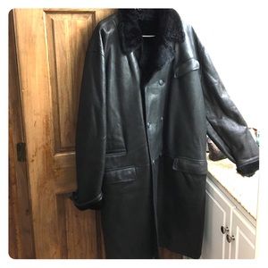 Vintage Versace Men's Leather Shearling Coat XL