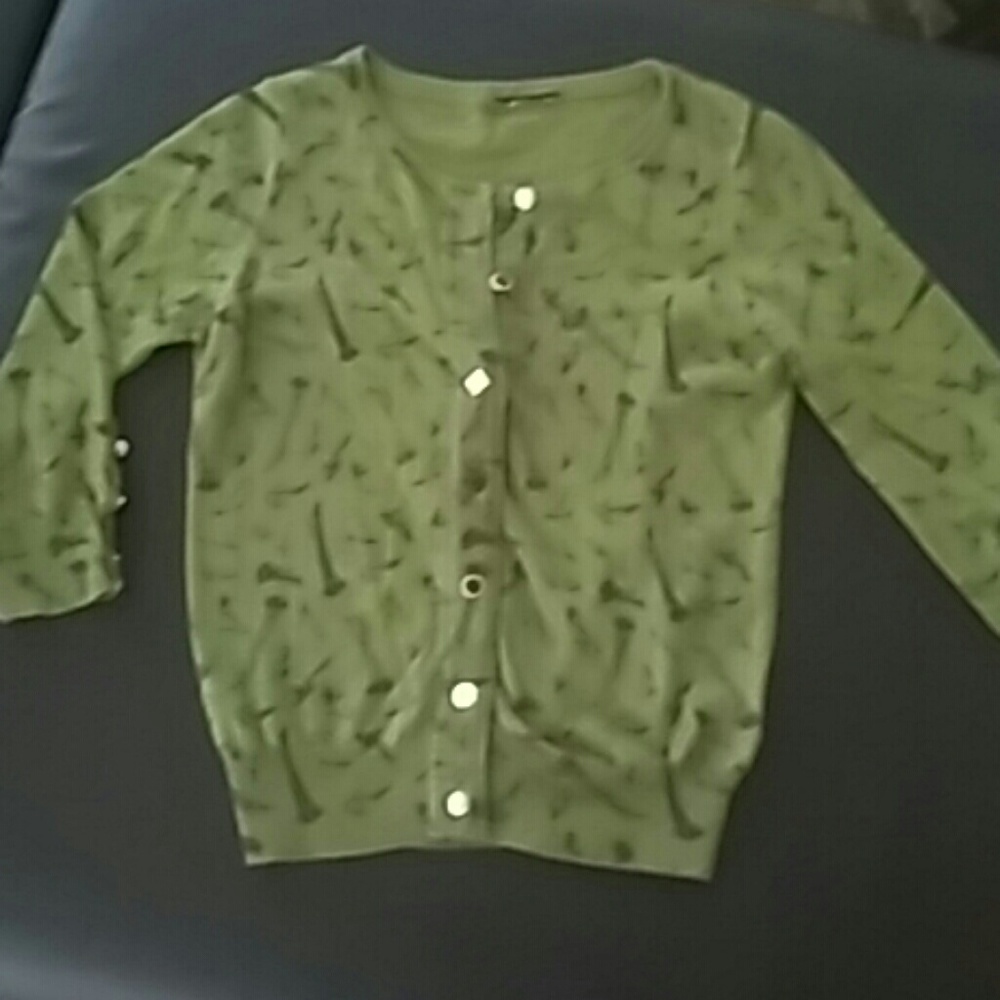 Green button-down cardigan