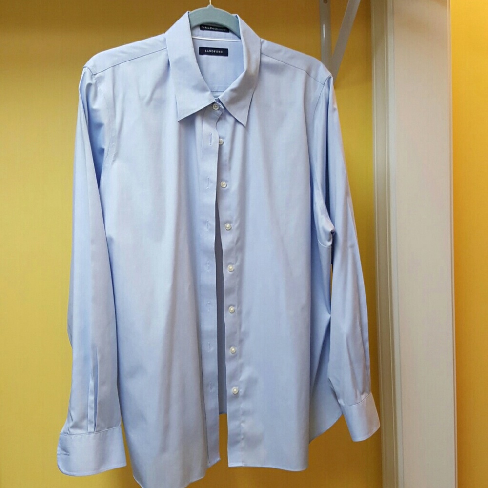 Lands' End no iron pinpoint oxford