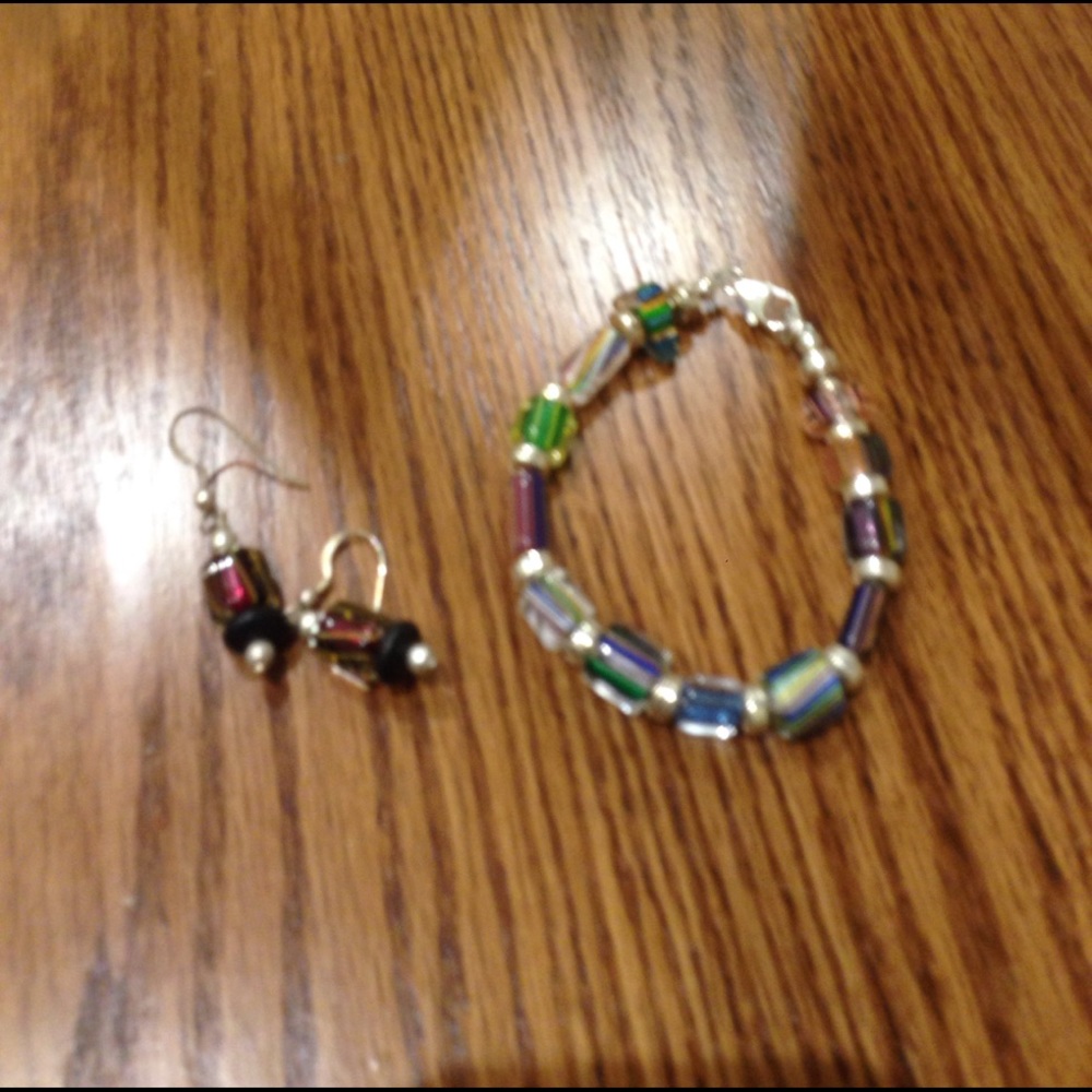 Glass and silver earrings