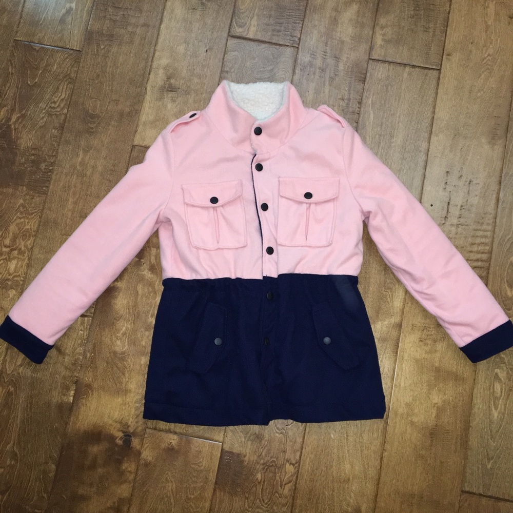 Pink/Blue Coat with fuzzy collar and inner lining