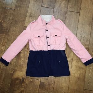 Pink/Blue Coat with fuzzy collar and inner lining