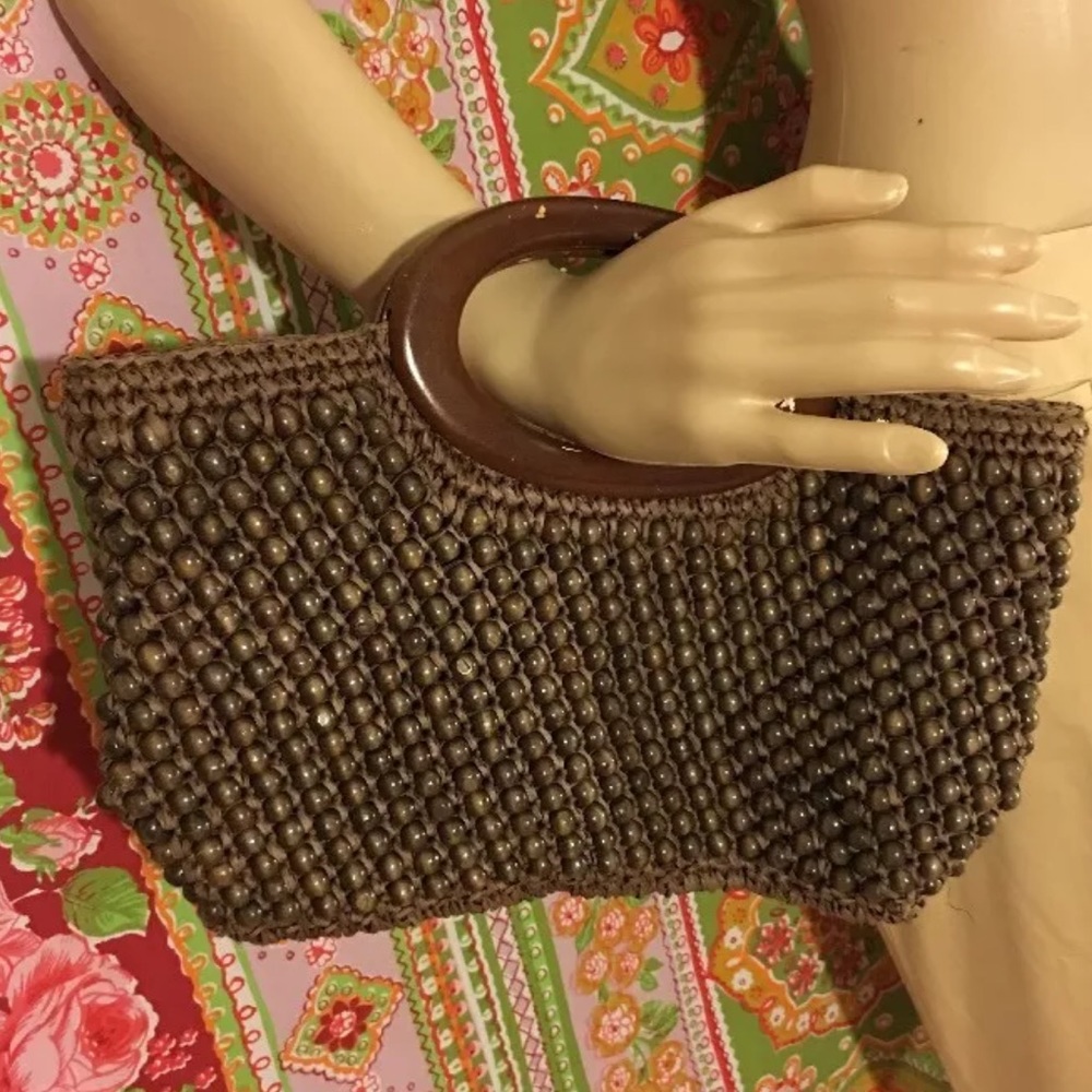 Ann Taylor Brown Wood Clutch Bag