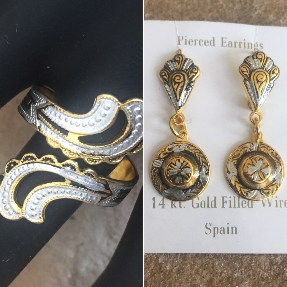 Vintage Filigree Statement Ring and Earrings Set