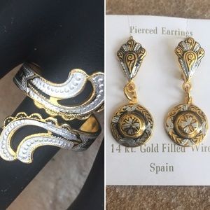 Vintage Filigree Statement Ring and Earrings Set