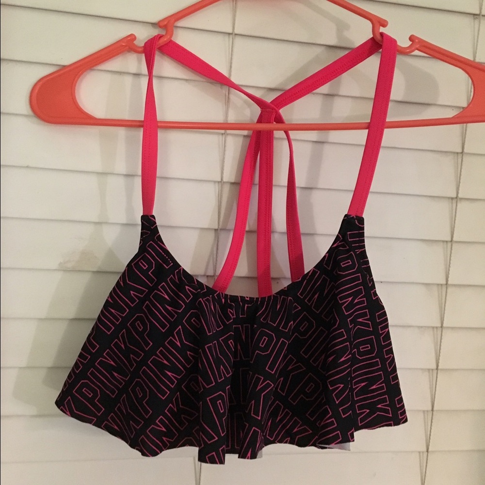 Pink crisscross bikini top
