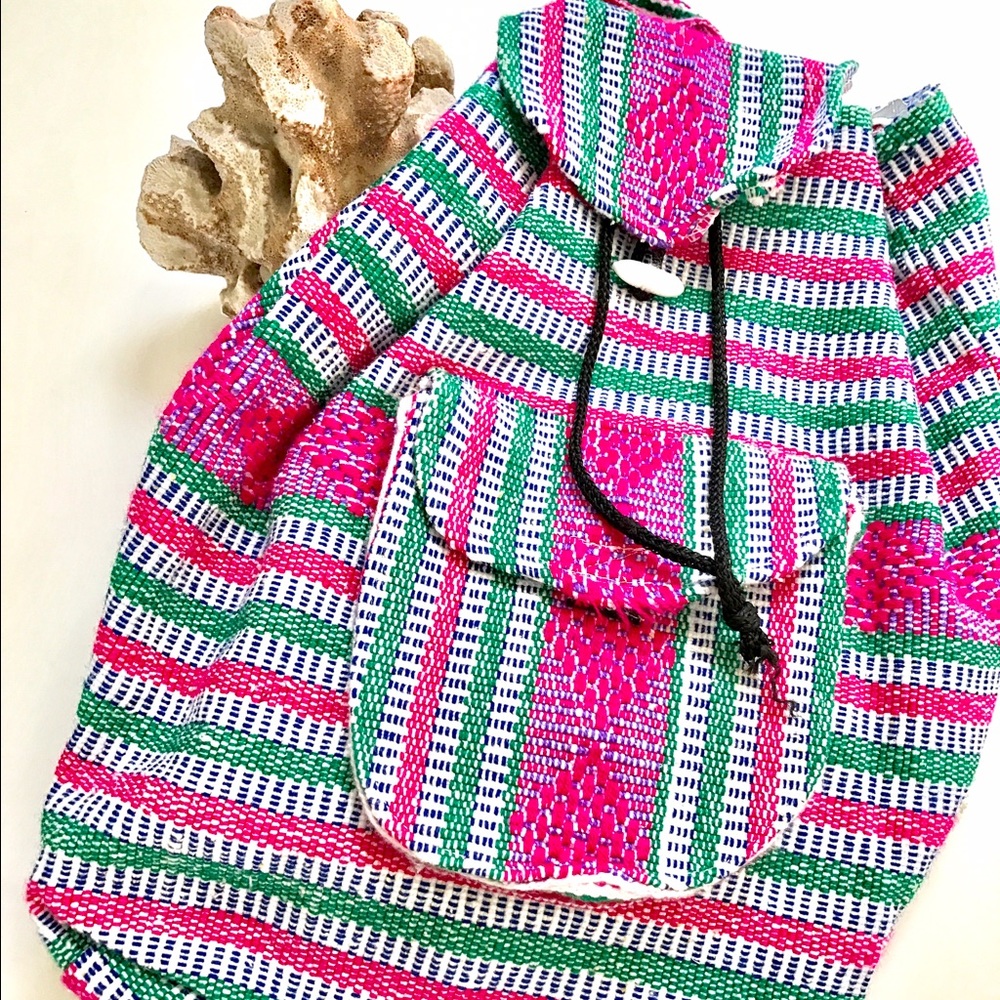It's summer Baja woven backpack bag