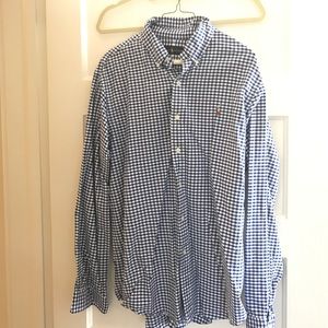 Men's polo button up plaid shirt