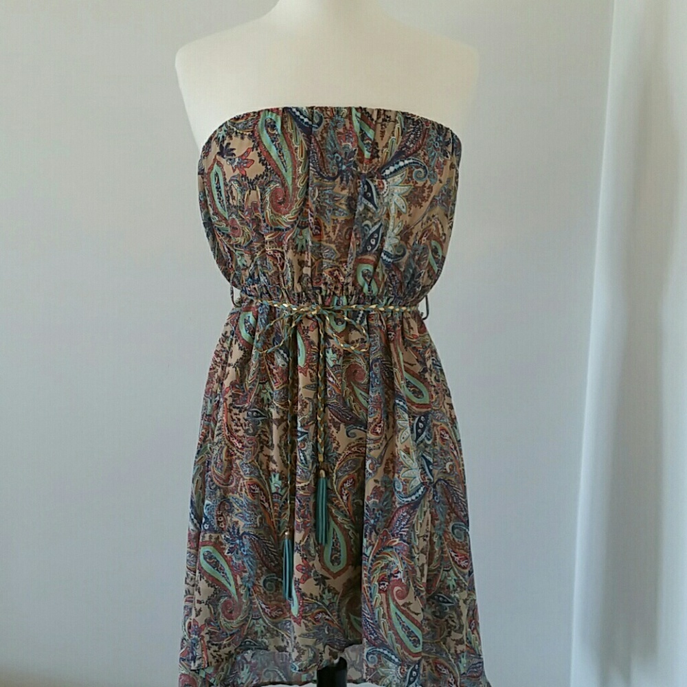 Strapless Summer Dress in Paisley Print