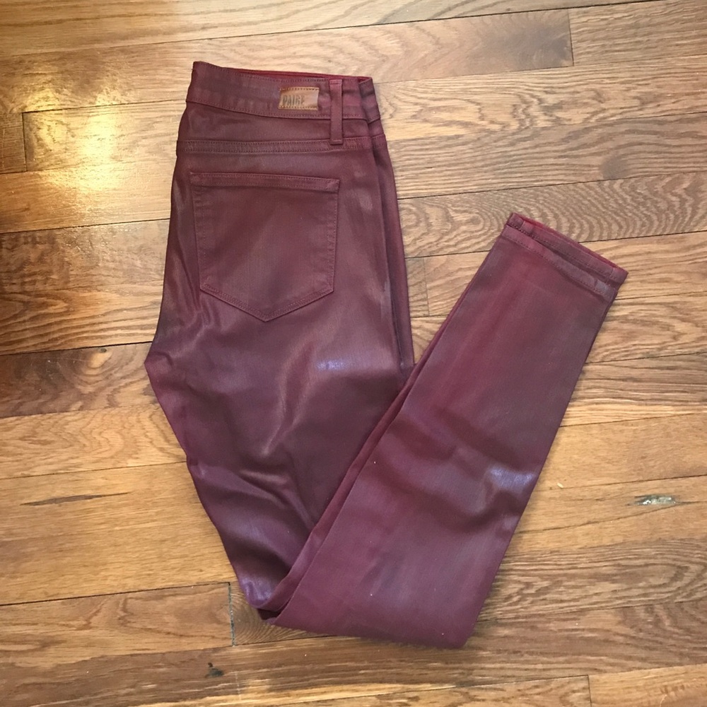 Paige burgundy waxed jeans