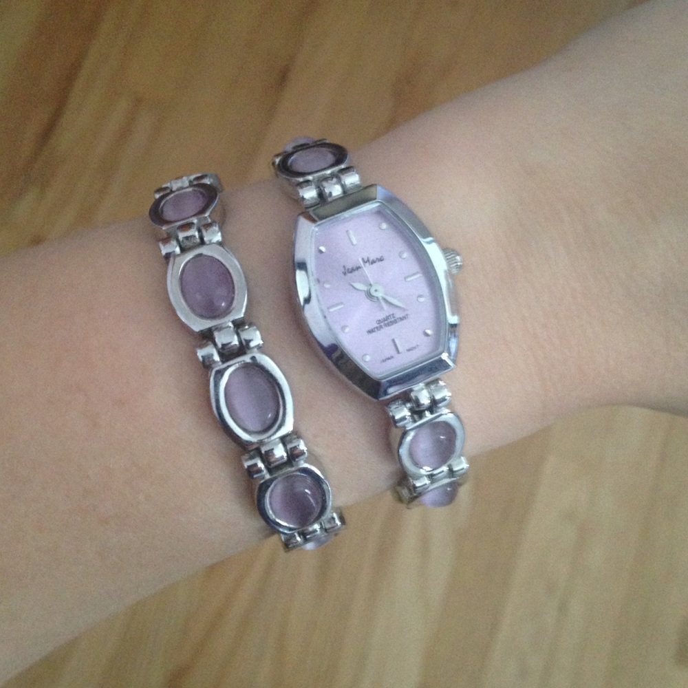 Purple & Silver Watch & Bracelet Set