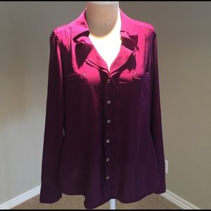 White House Black Market Button Down Ruffle Lapel