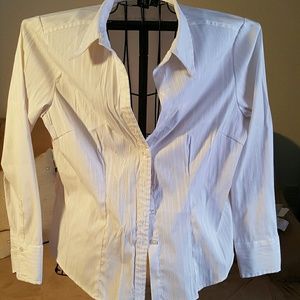 #B014.  White textured dress shirt.
