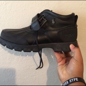 Black low polo boots