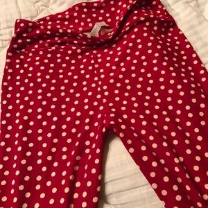 Lularoe TC Red & Cream Polka Dot leggings