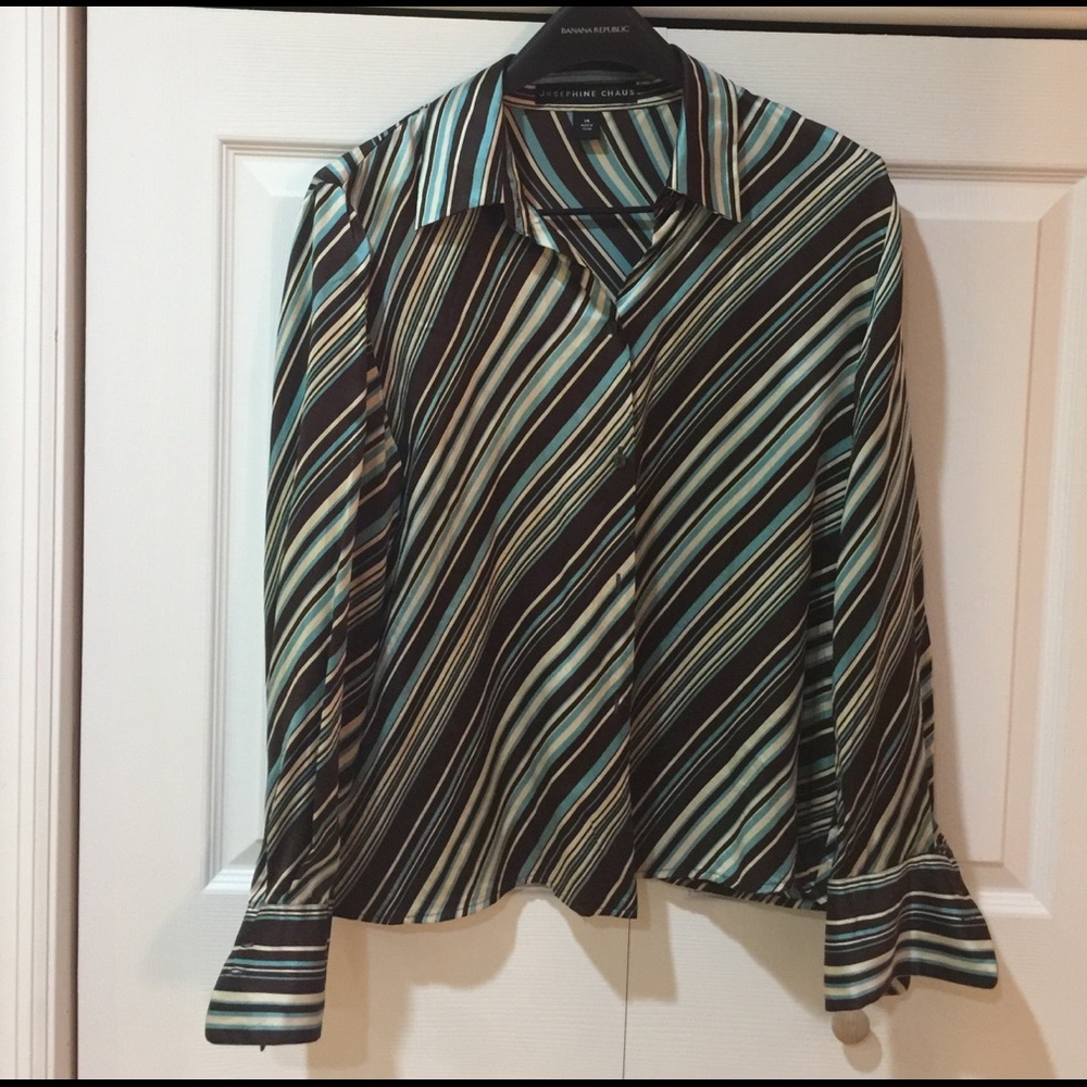 Silk diagonal stripe button down shirt