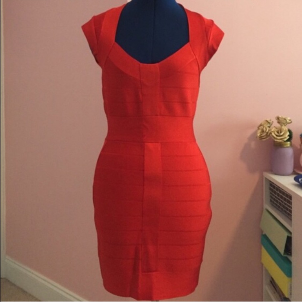 French connection red bandage dress size 6