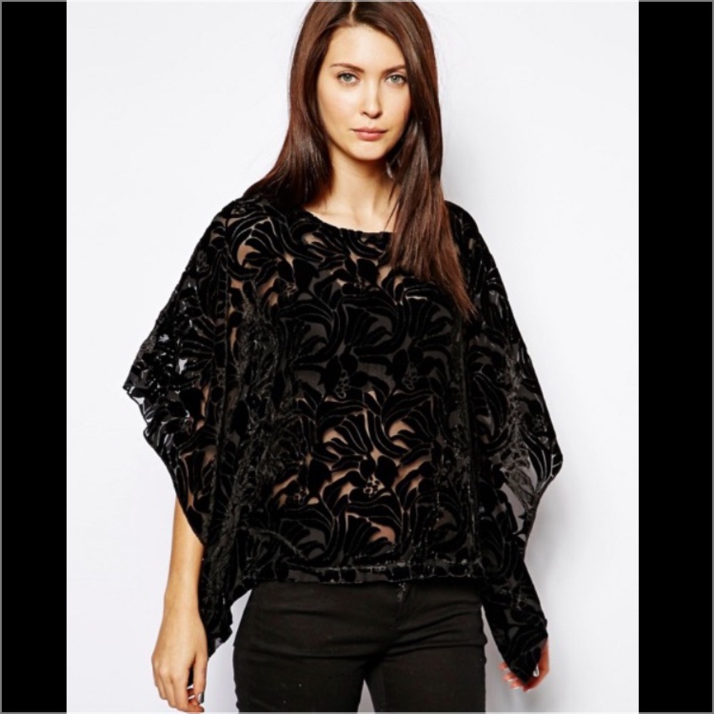 Willow Drop Velvet Burnout Poncho Top