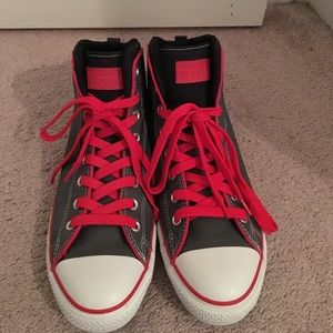 Red and Grey Converse Hightops