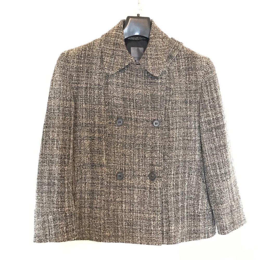 Premise Double Breasted Tweed Wool Short Blazer