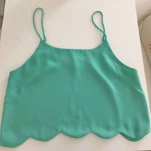 Scalloped Mint Green Crop Top
