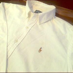 Men's Ralph Lauren polo white solid Oxford