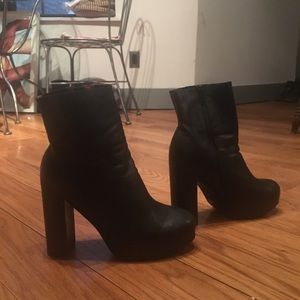 Jeffrey Campbell platform black leather boots