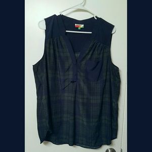 Modcloth Navy and Forest Plaid Tunic NWOT