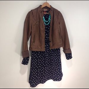 Merona navy blue polka dot long sleeve dress sz M Merona navy blue polka dot long sleeve dress sz M