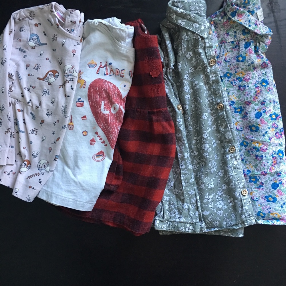 5 Zara baby girl tops & 1 Uniqlo dress bundle