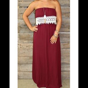 Garnet and White Lace Maxi Dress