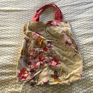Anthropologie cotton velvet floral bag