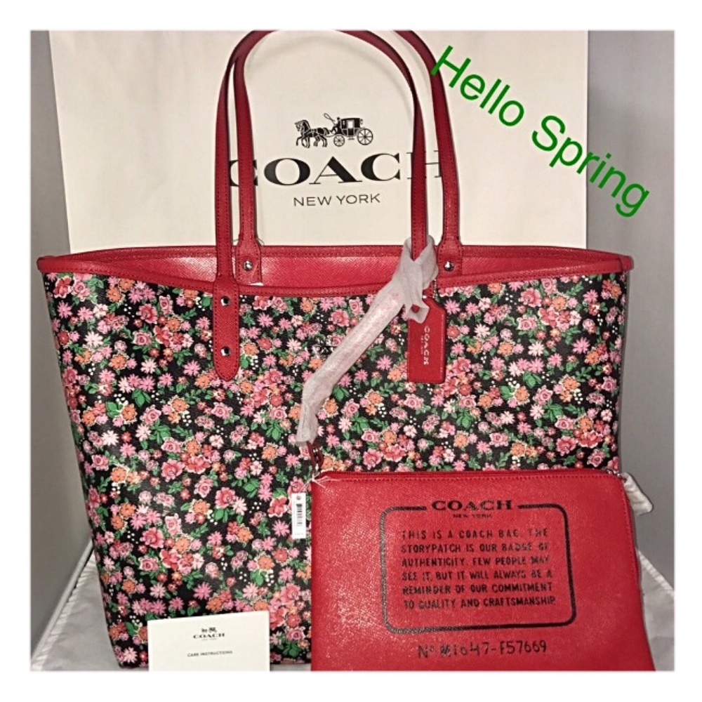 NWT Coach Posey Cluster Reversible Tote w/ Pouch