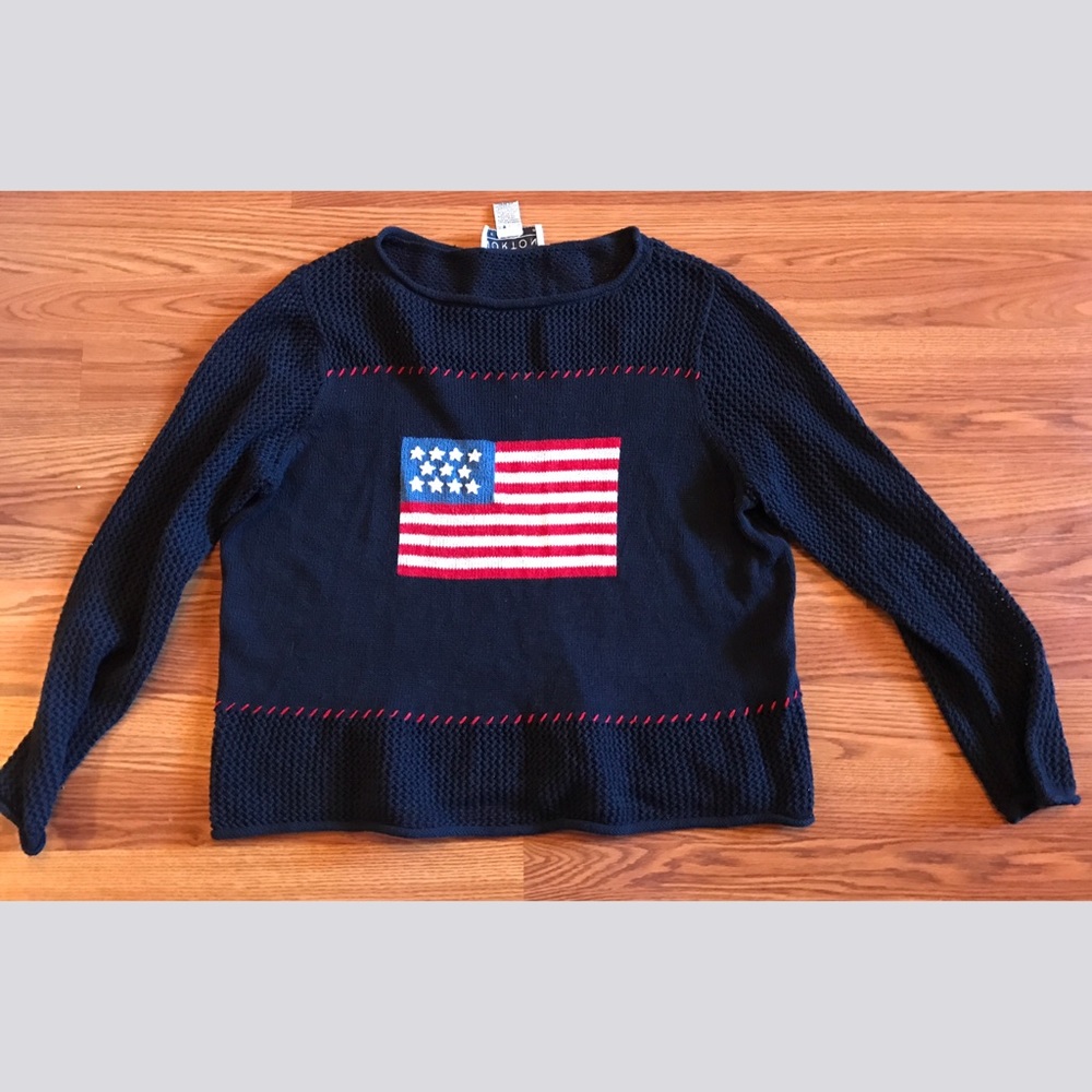 Ladies Sz L American Flag Sweater