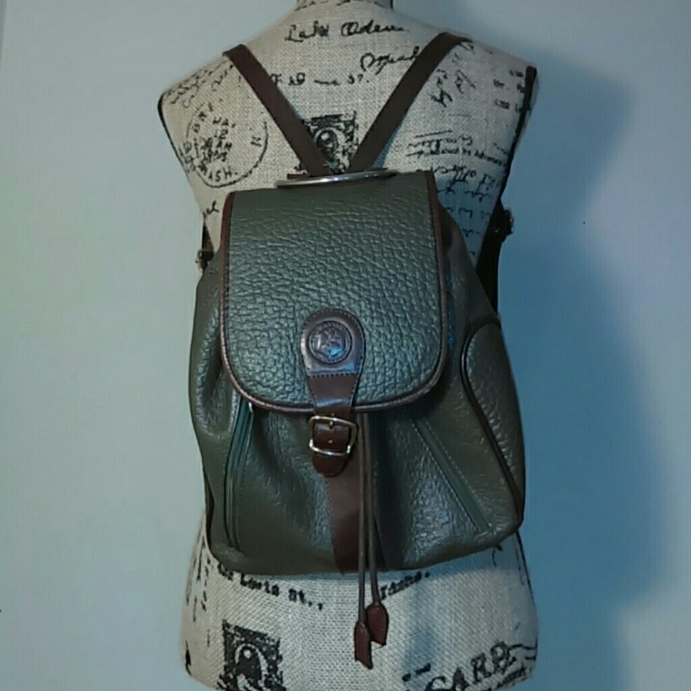 Green leather backpack Valentina